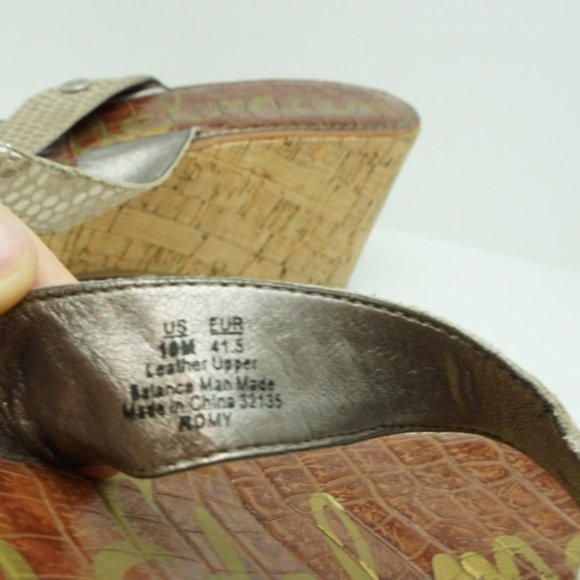 Sam Edelman Gold Cork Wedge Sandals Sz 10 - Picture 6 of 6